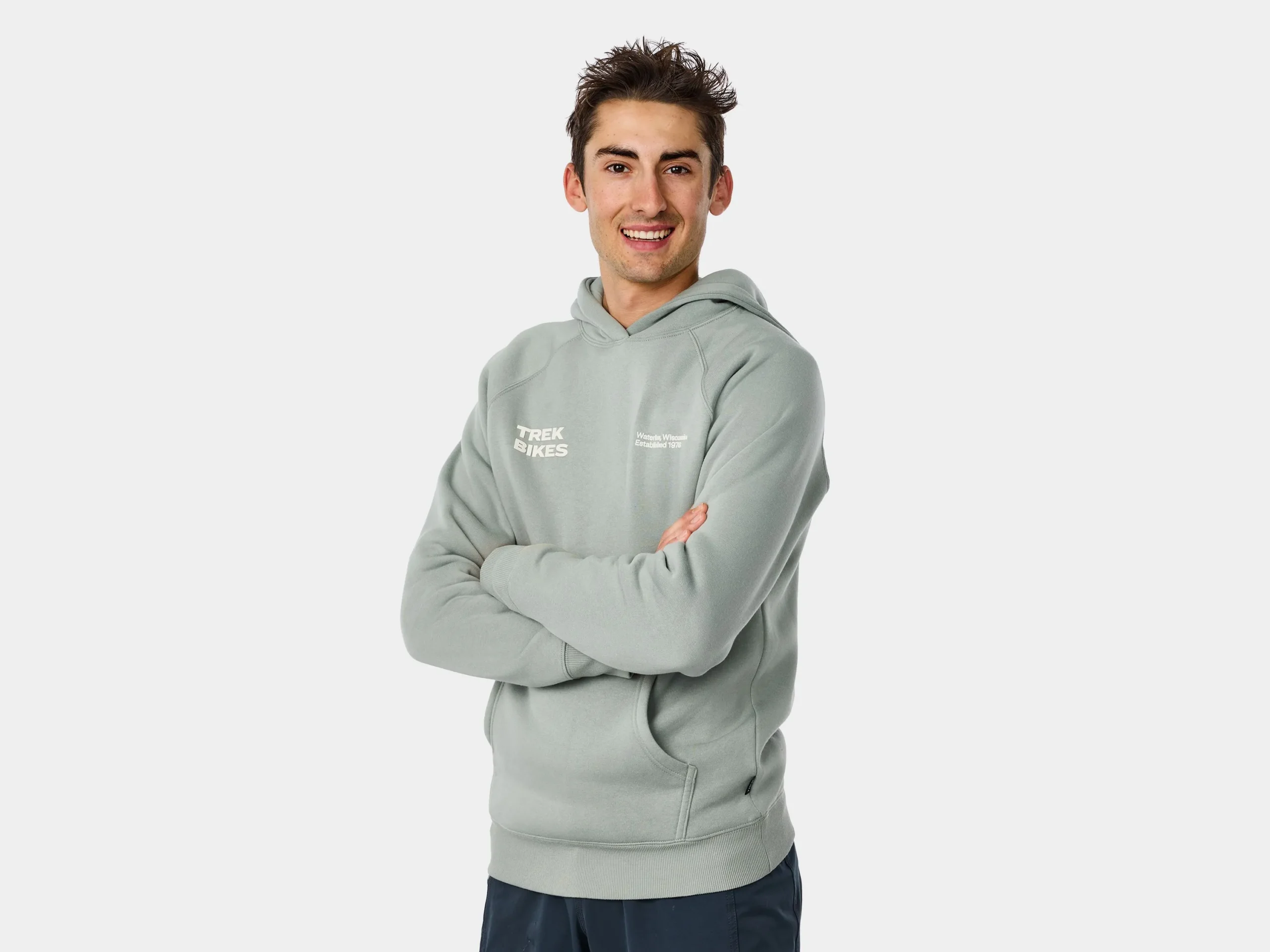 Upper Trek höger staplad huvtröja Small Sage Grey