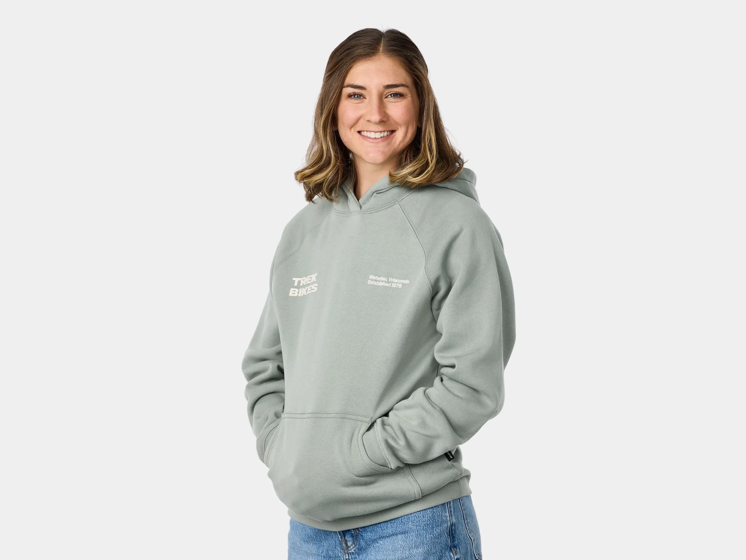 Övre Trek Right Stacked Hoodie Large Sage Grey
